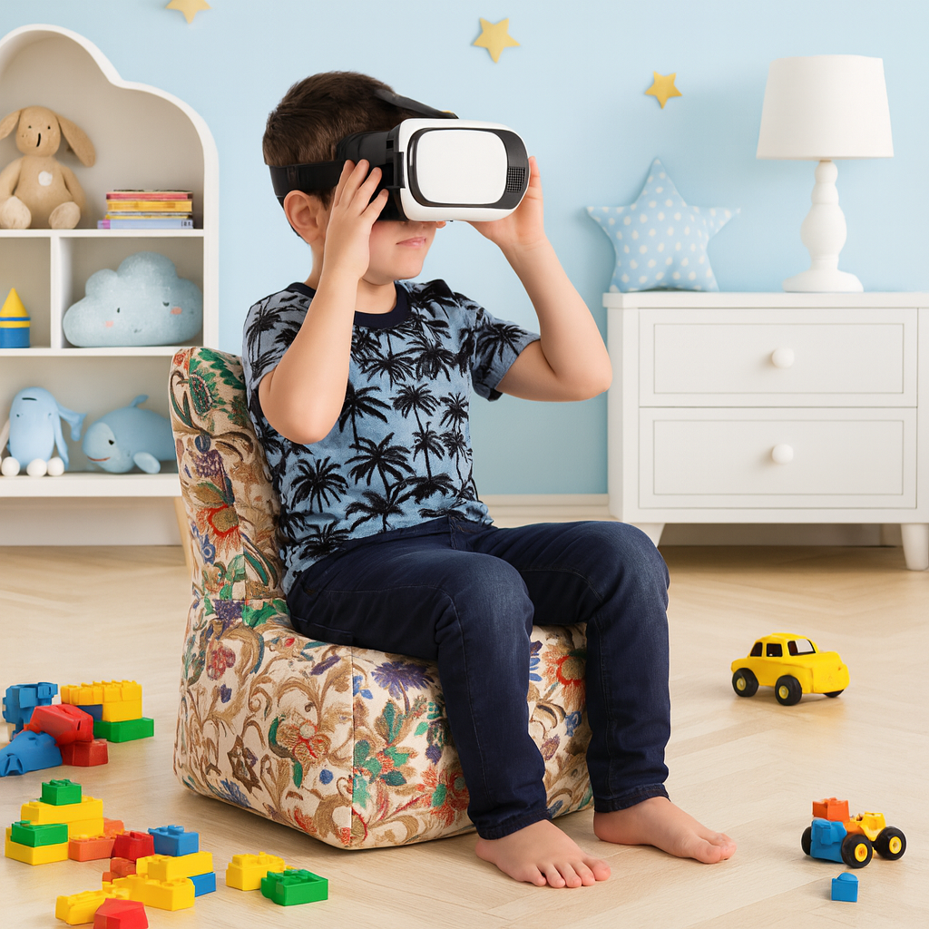 Style Homez KIDS CANVAS CLASSIC CHAIR, Cotton Canvas Floral Printed Bean Bag L Size For Kids, Cover Only