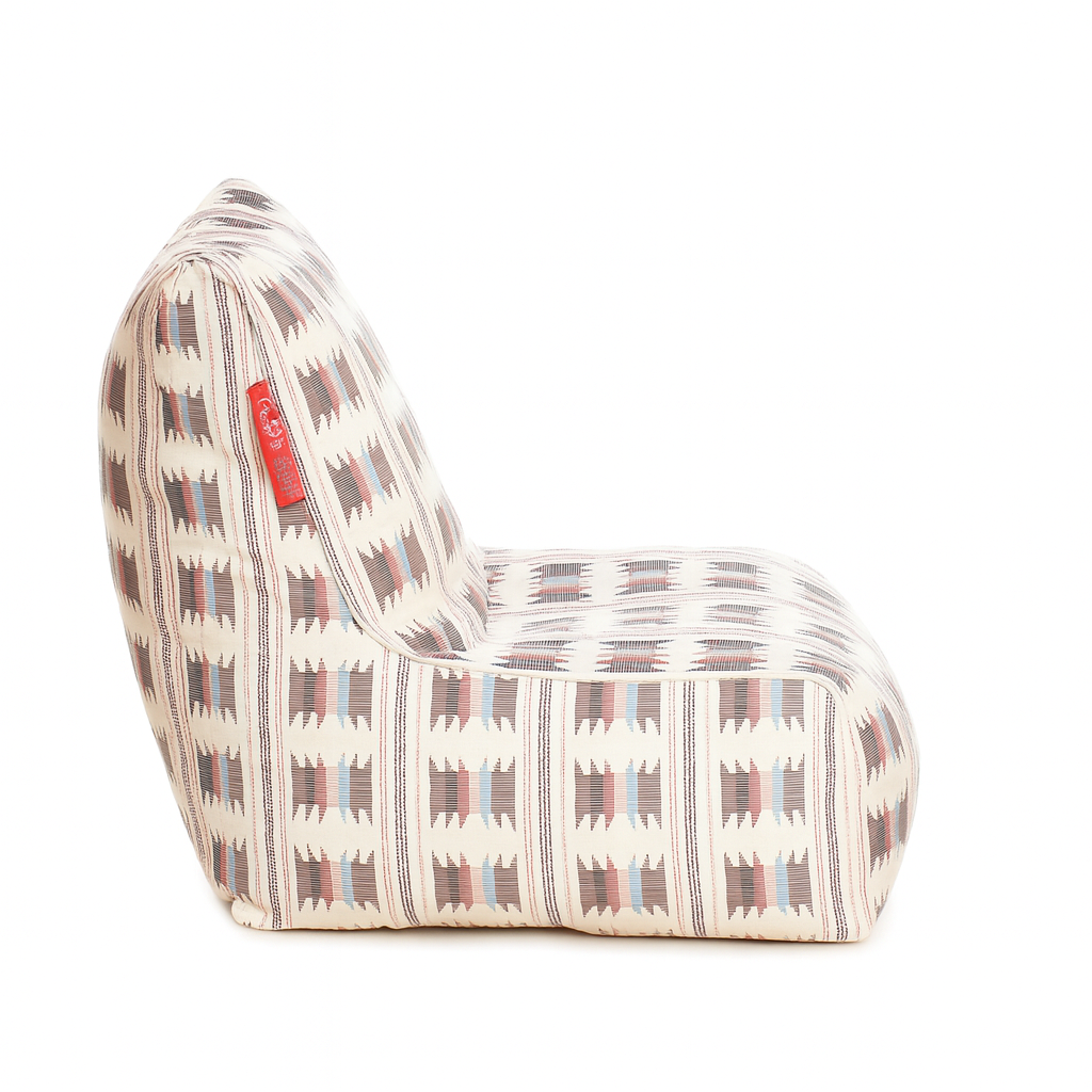 Style Homez CANVAS CLASSIC CHAIR, Cotton Canvas IKAT Printed Bean Bag XL Size With Beans Fillers