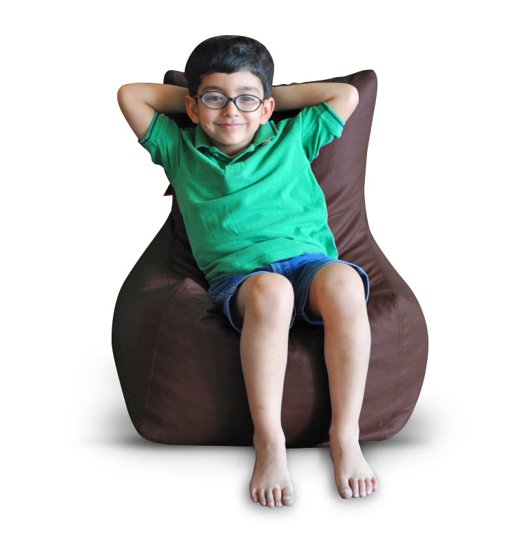 Style Homez Premium Leatherette Bean Bag L Size Chair Chocolate Brown Color Filled with Beans Fillers