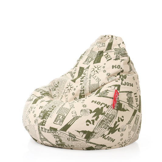 Style Homez Classic Cotton Canvas Abstract Printed Bean Bag Jumbo SAC Size with Bean Bag Refill Fillers