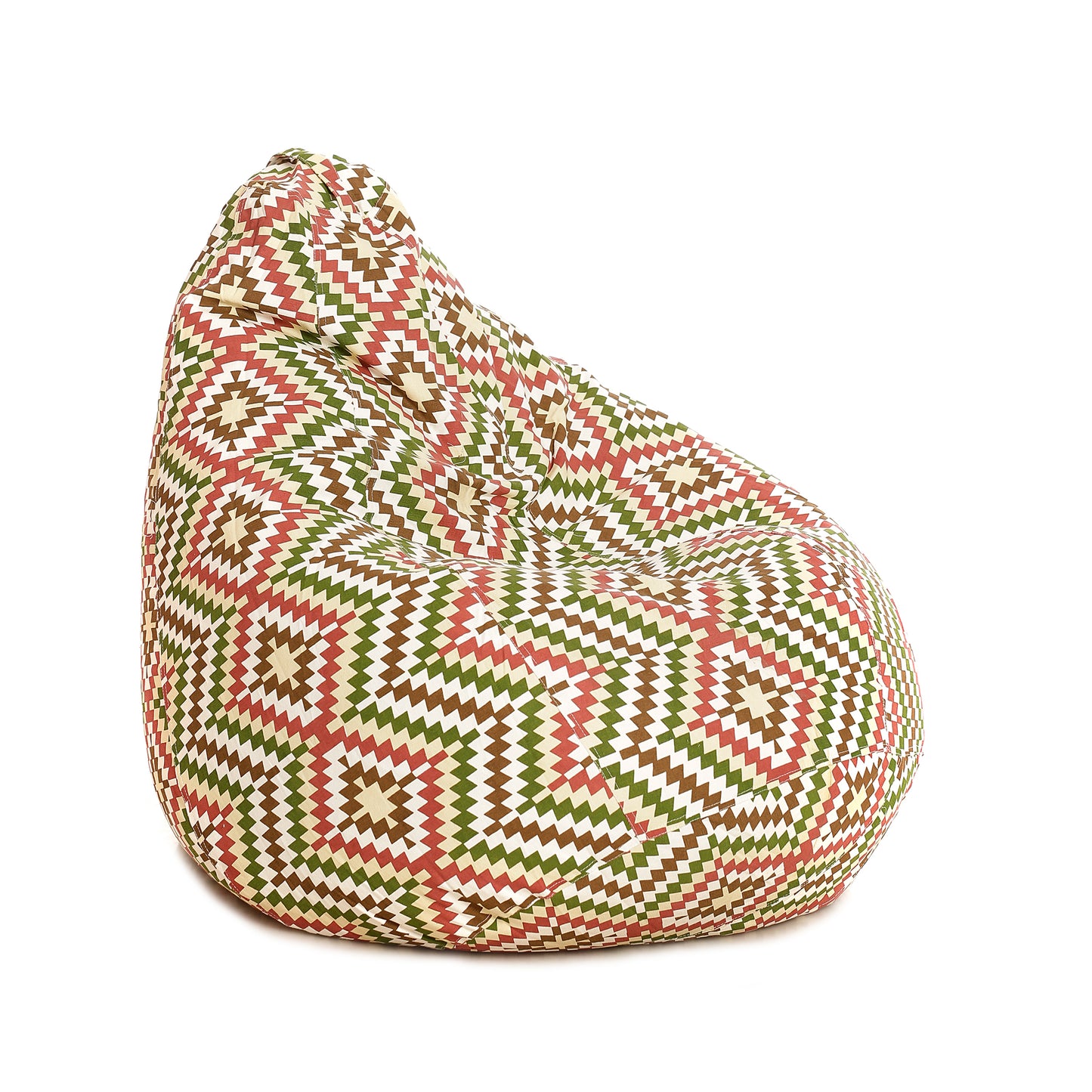 Style Homez Classic Cotton Canvas IKAT Printed Bean Bag Jumbo SAC Size with Bean Bag Refill Fillers