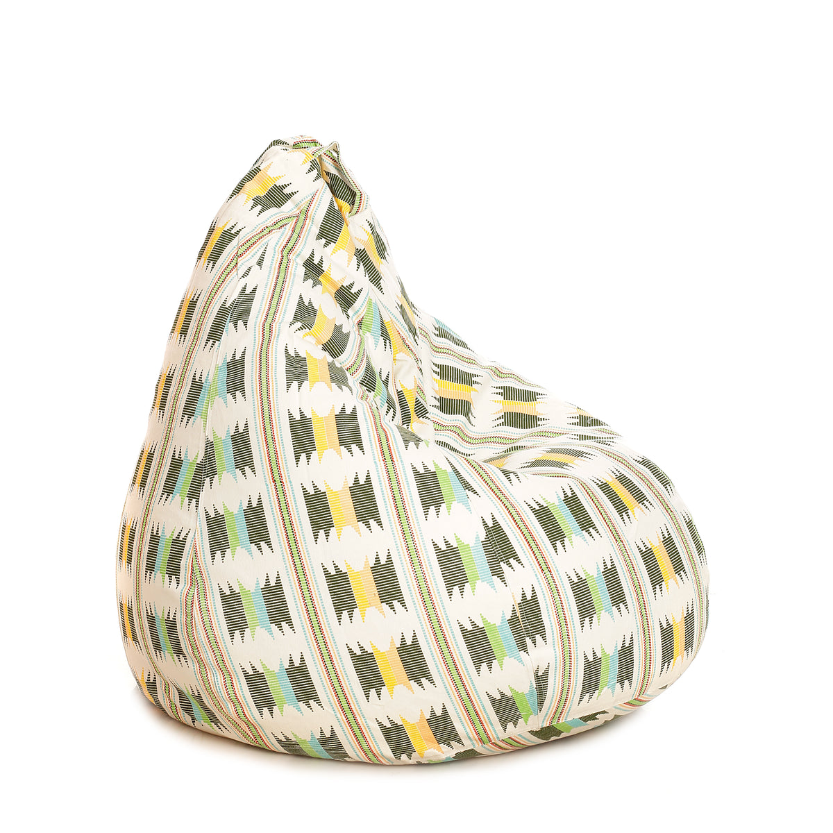 Style Homez Classic Cotton Canvas IKAT Printed Bean Bag Jumbo SAC Size with Bean Bag Refill Fillers