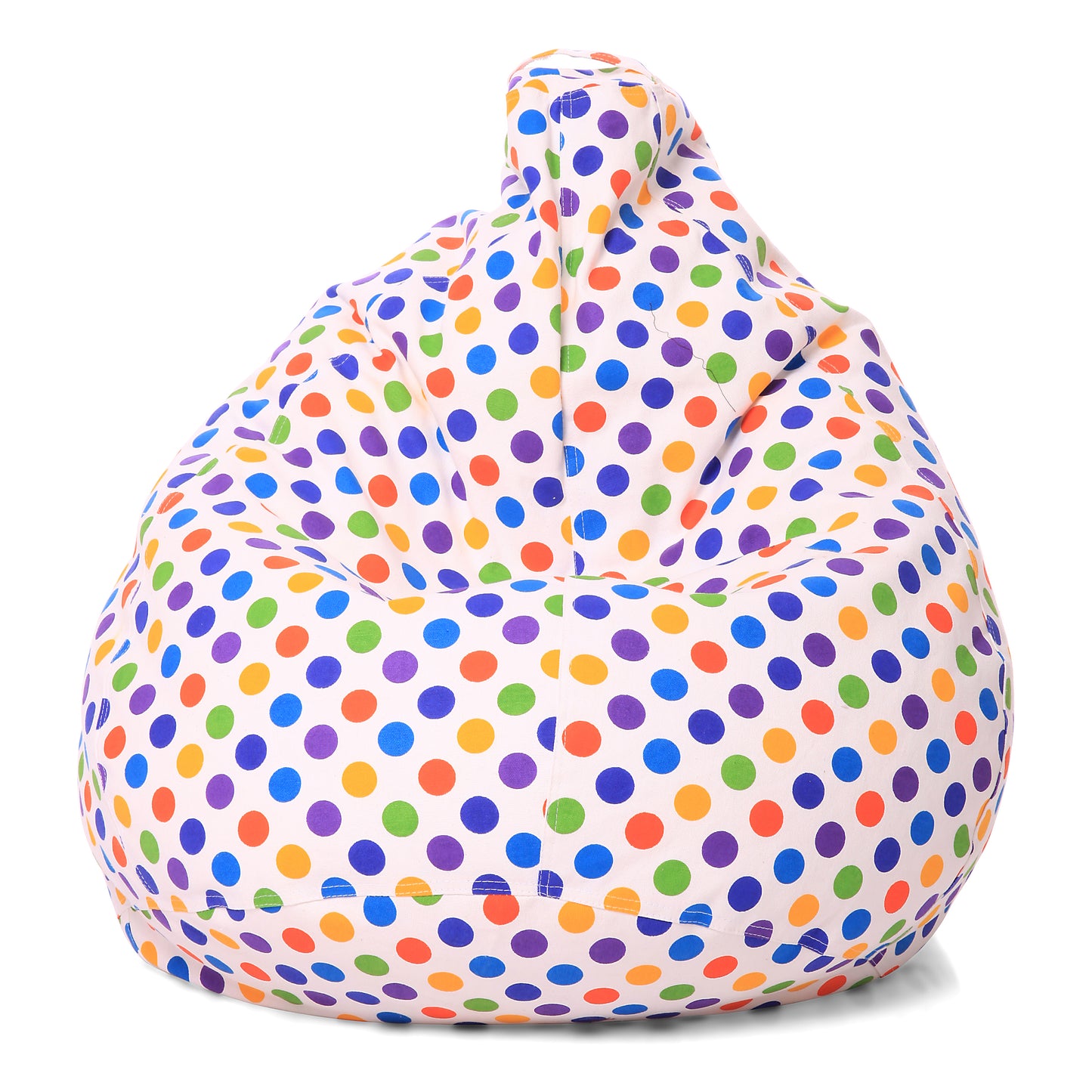 Style Homez Classic Premium Cotton Canvas Polka Dots Printed Bean Bag XL Size Filled with Beans Fillers