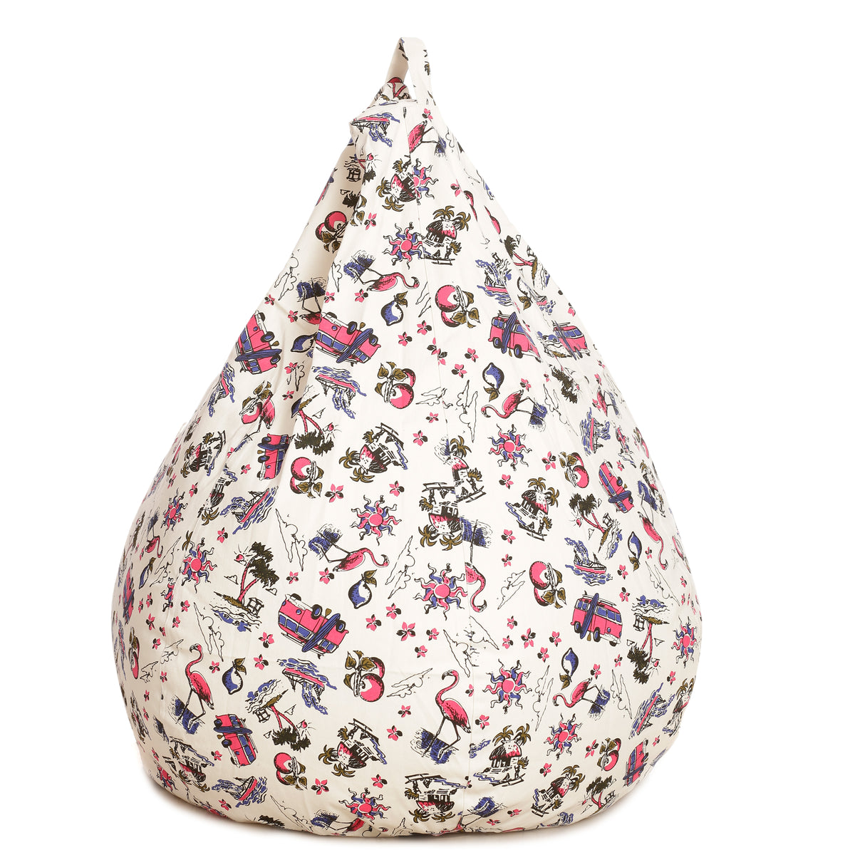 Style Homez Classic Cotton Canvas Abstract Printed Bean Bag XXL Size Filled with Beans Fillers