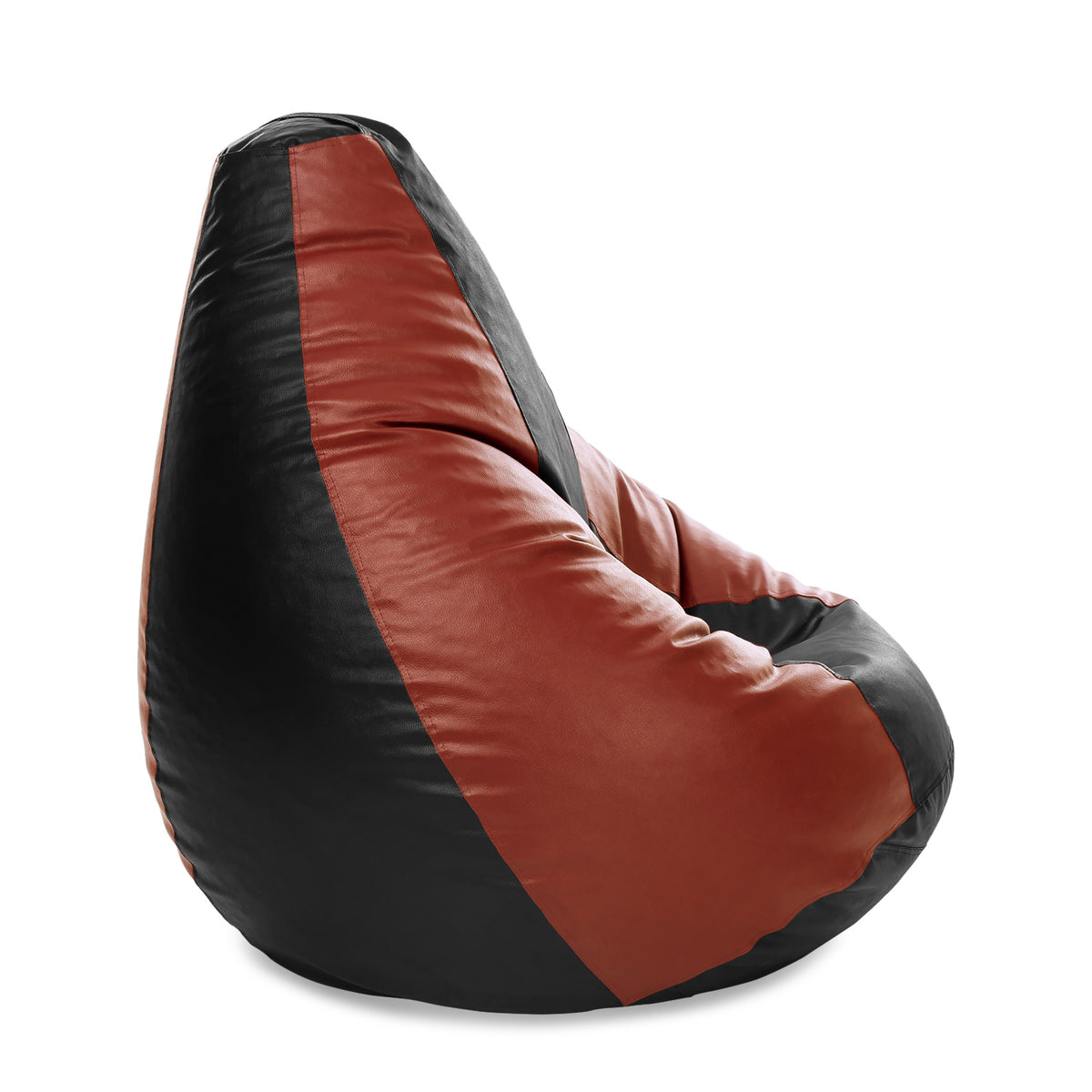 Style Homez Premium Leatherette Classic Jumbo Bean Bag Jumbo Size SAC Black Tan Color Filled with Beans Fillers