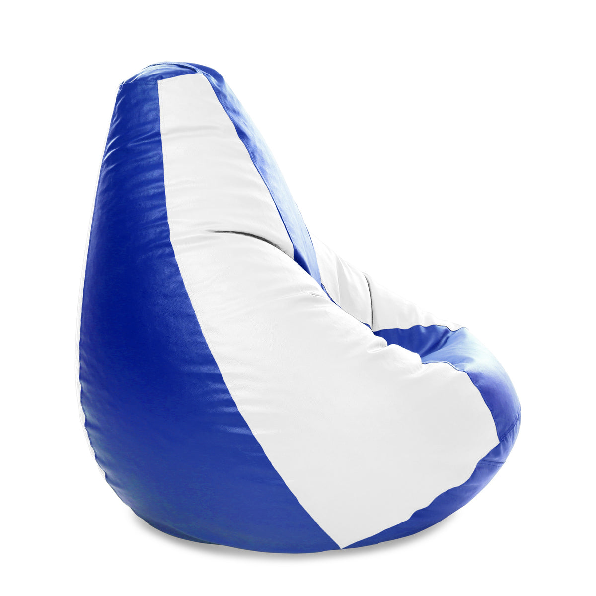 Style Homez Premium Leatherette Classic Jumbo Bean Bag Jumbo Size SAC Blue White Color Filled with Beans Fillers