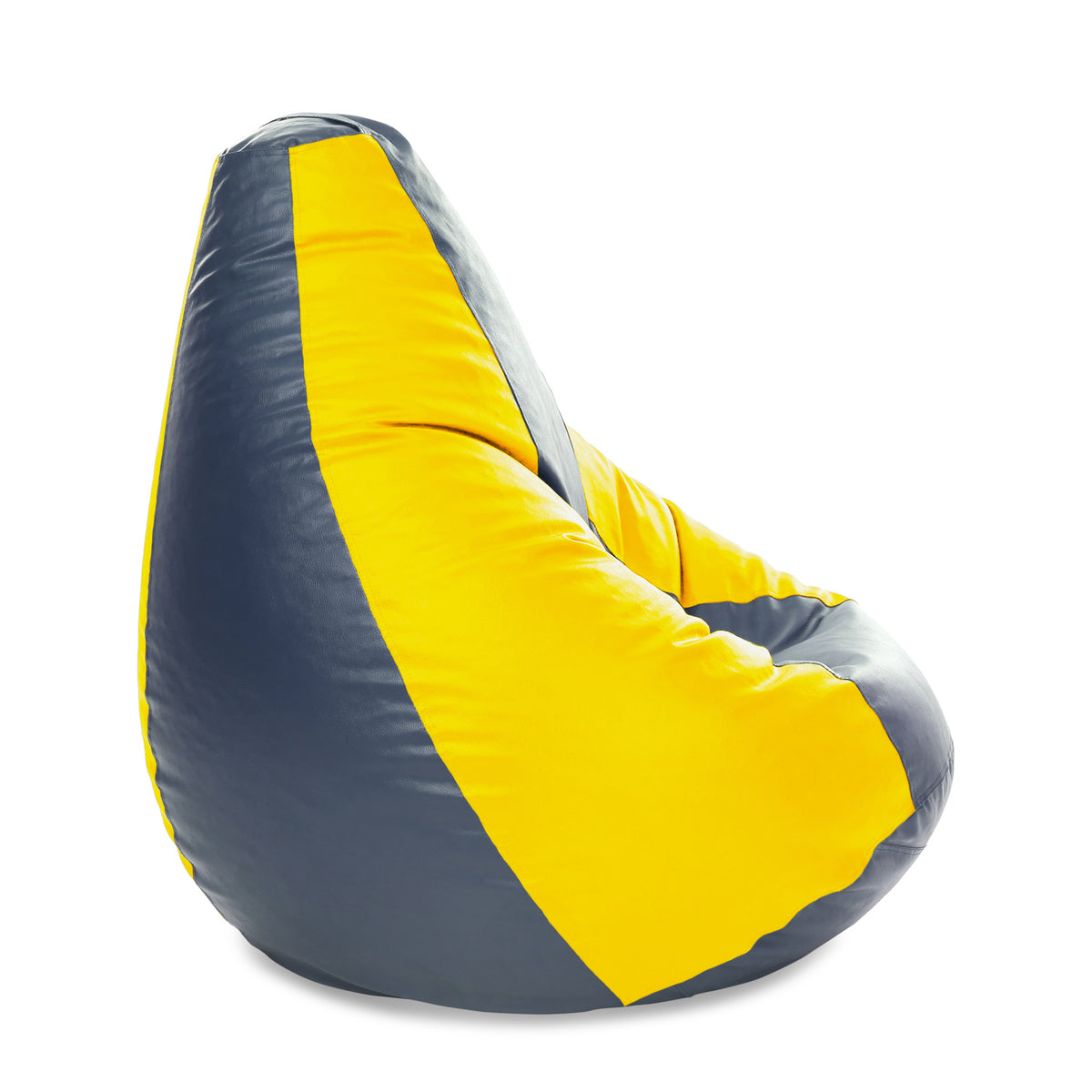 Style Homez Premium Leatherette Classic Jumbo Bean Bag Jumbo Size SAC Grey Yellow Color Filled with Beans Fillers