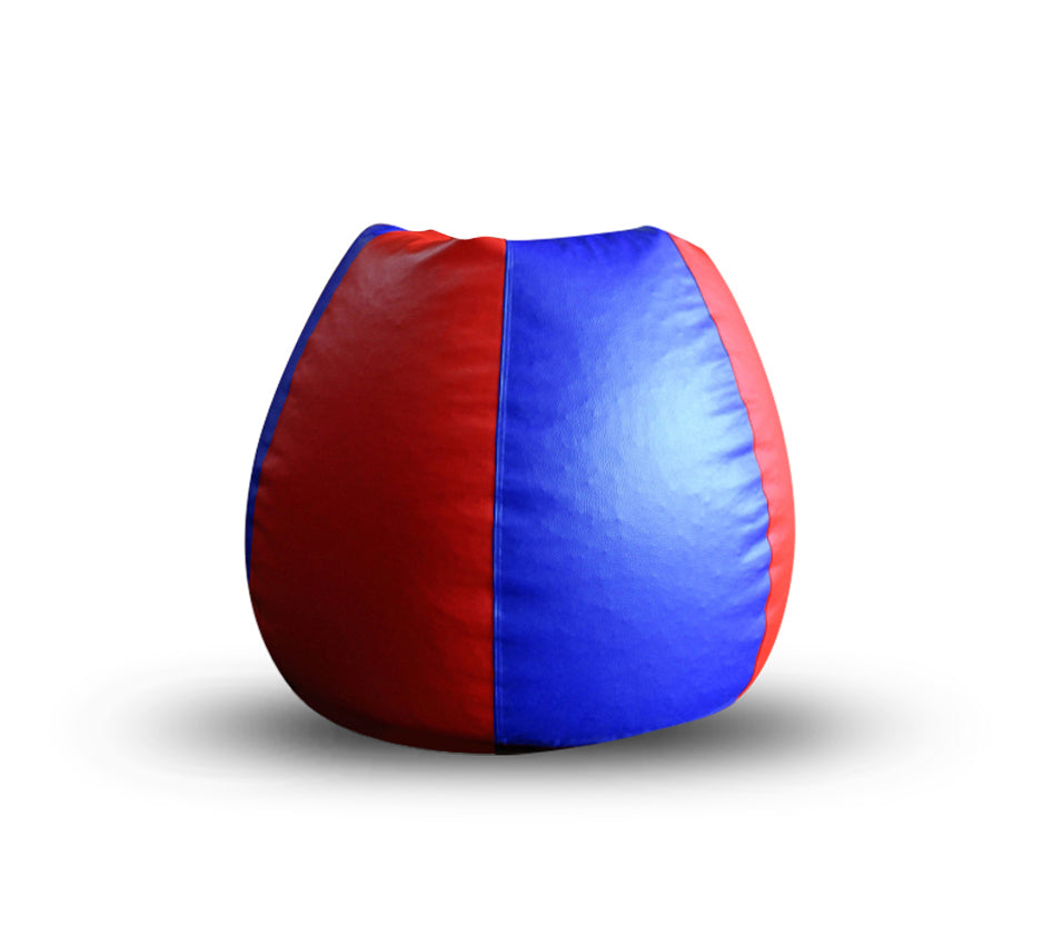 Style Homez Premium Leatherette Classic Bean Bag XL Size Blue Red Color Filled with Beans Fillers