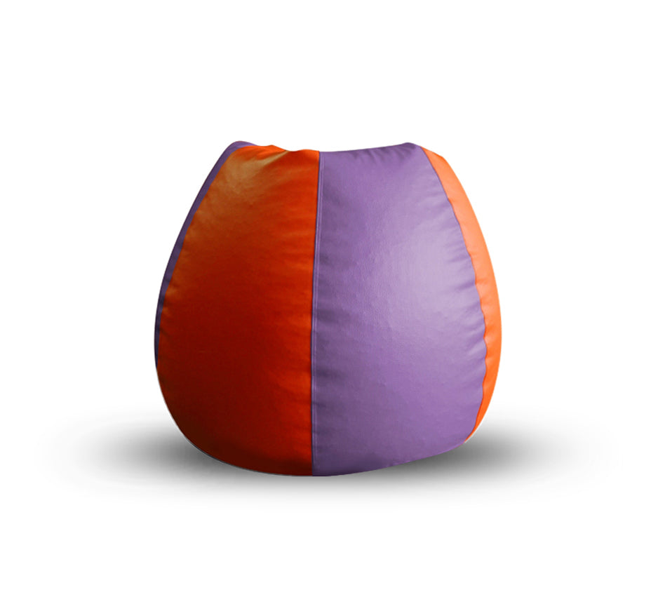 Style Homez Premium Leatherette Classic Bean Bag XL Size Purple Orange Color Filled with Beans Fillers