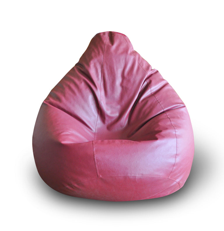 Style Homez Premium Leatherette Classic Bean Bag XXL Size Maroon Color Filled with Beans Fillers