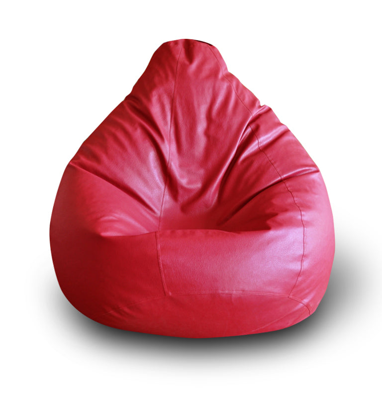 Style Homez Premium Leatherette Classic Bean Bag XXL Size Red Color Filled with Beans Fillers