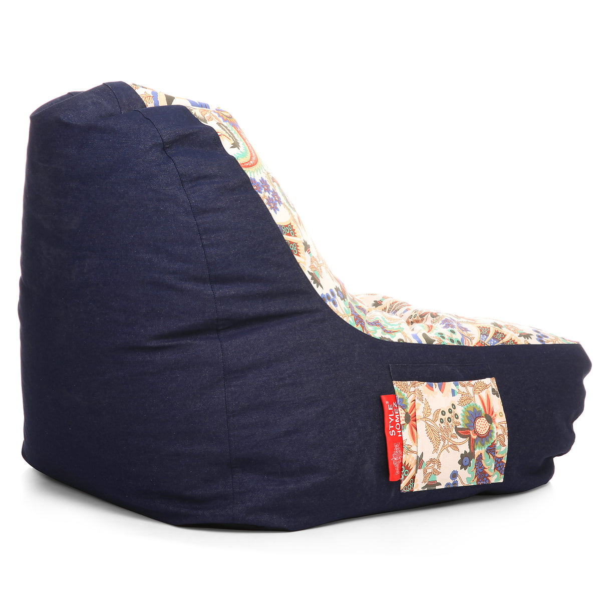 Style Homez Urban Design Denim Canvas Floral Printed Chair Bean Bag XXL Size Cover Only