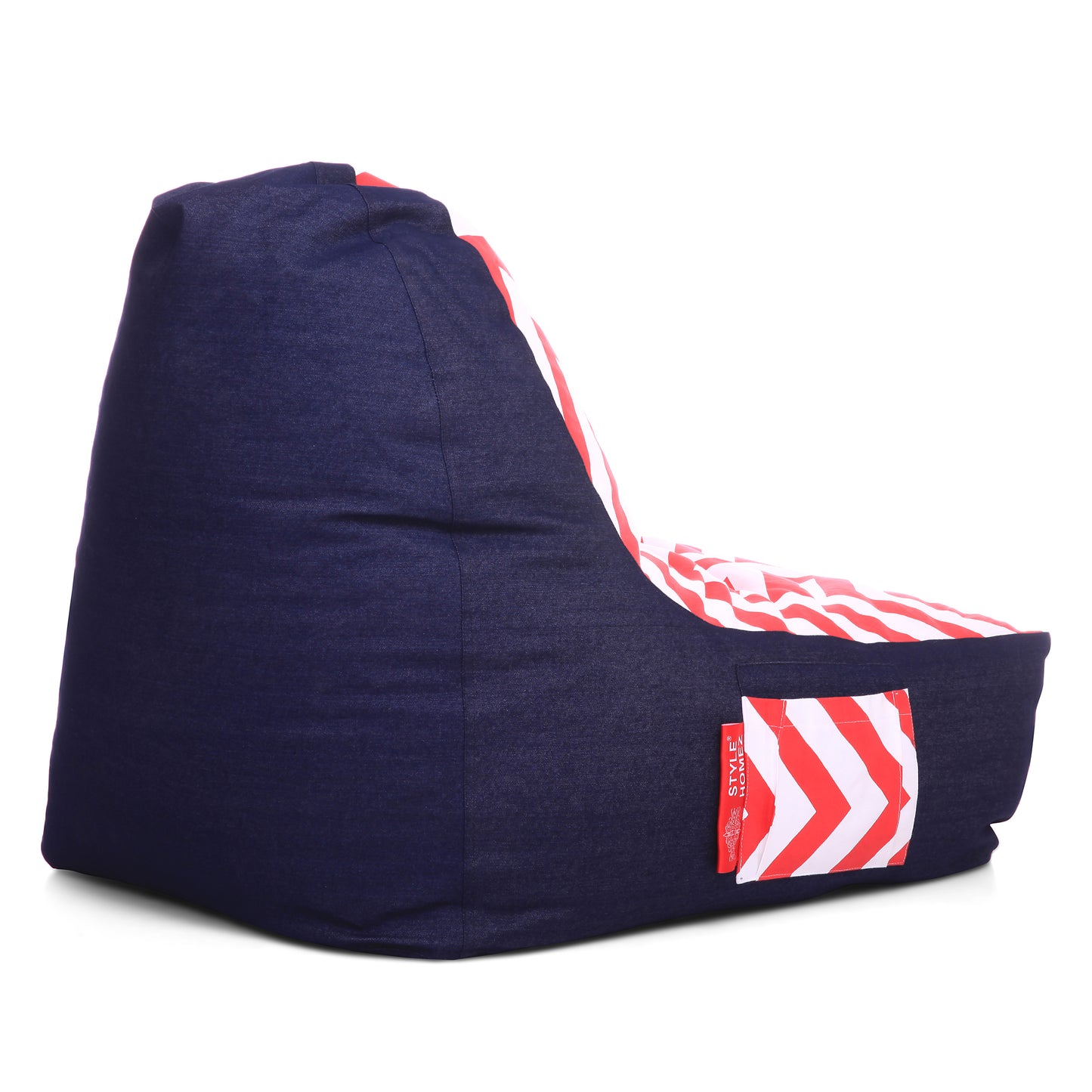 Style Homez Urban Design Denim Canvas Stripes Printed Chair Bean Bag XXL Size Filled with Beans Fillers
