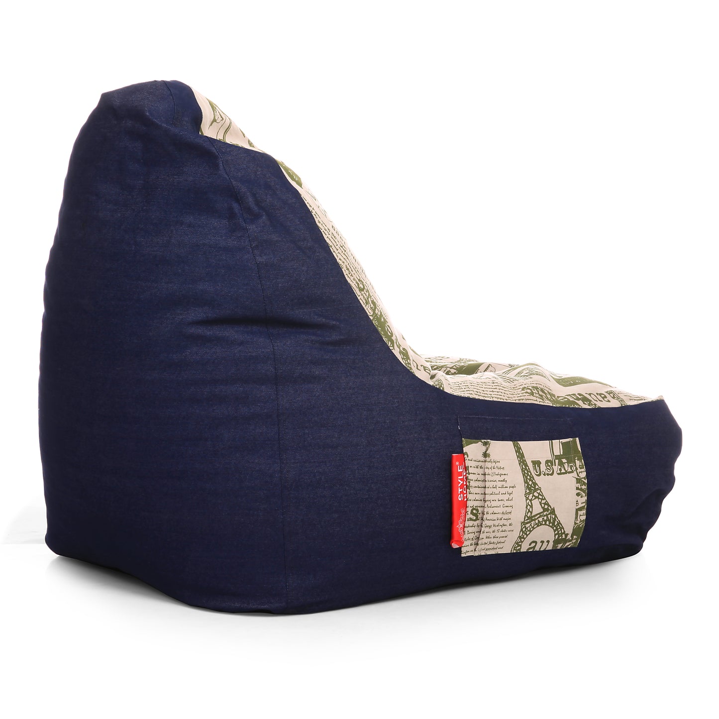 Style Homez Urban Design Denim Canvas Abstract Printed Chair Bean Bag XXL Size Filled with Beans Fillers