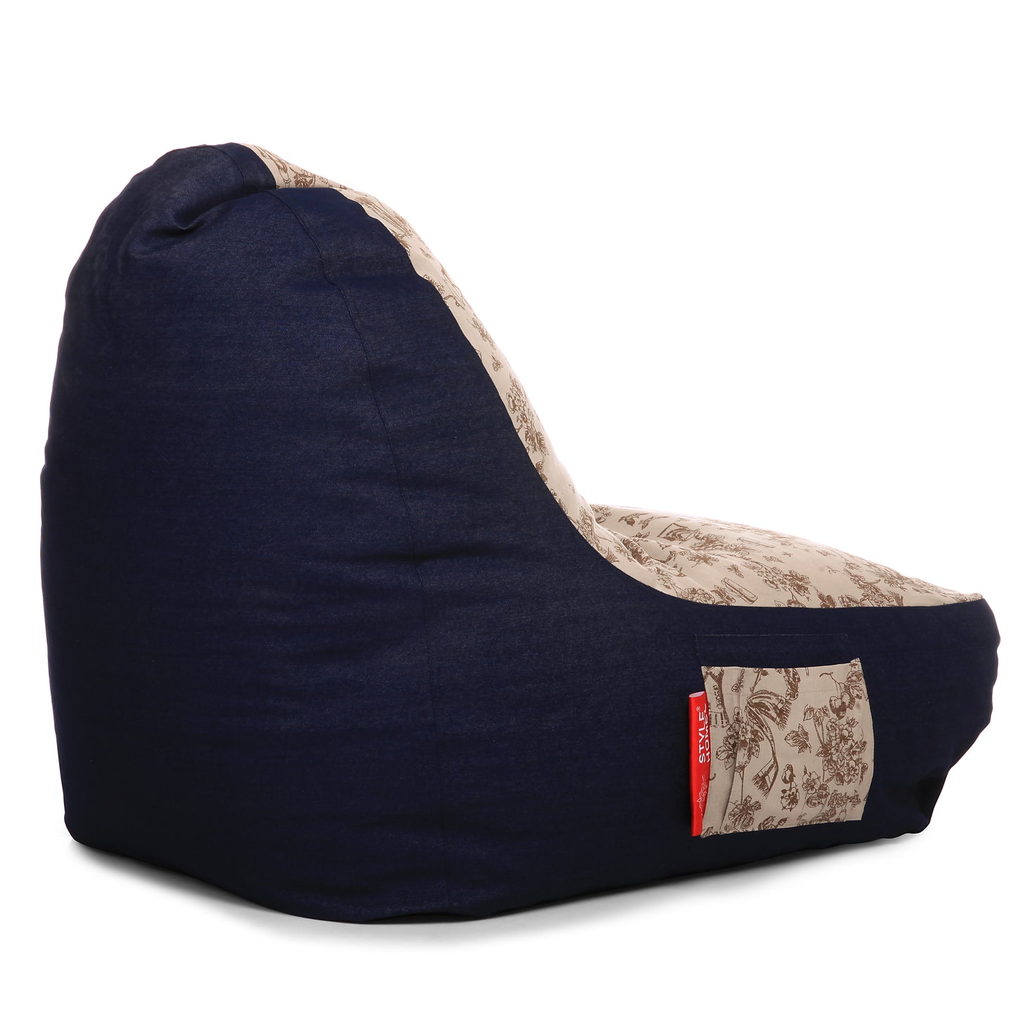 Style Homez Urban Design Denim Canvas Abstract Printed Chair Bean Bag XXL Size Filled with Beans Fillers