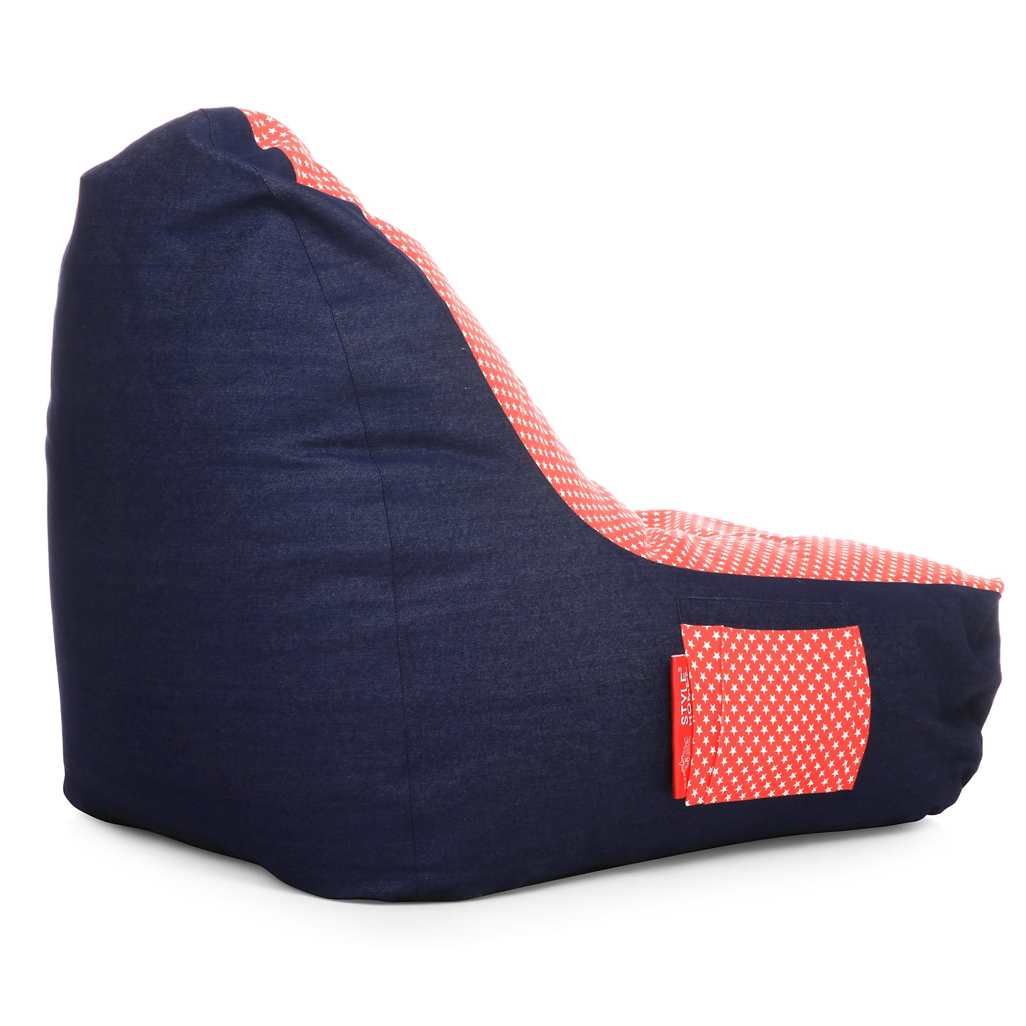 Style Homez Urban Design Denim Canvas Star Printed Chair Bean Bag XXL Size Filled with Beans Fillers
