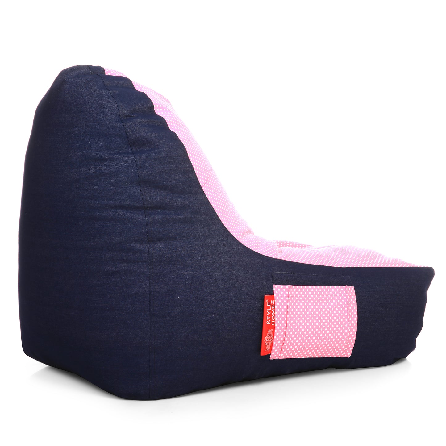Style Homez Urban Design Denim Canvas Polka Dots Printed Chair Bean Bag XXL Size Filled with Beans Fillers