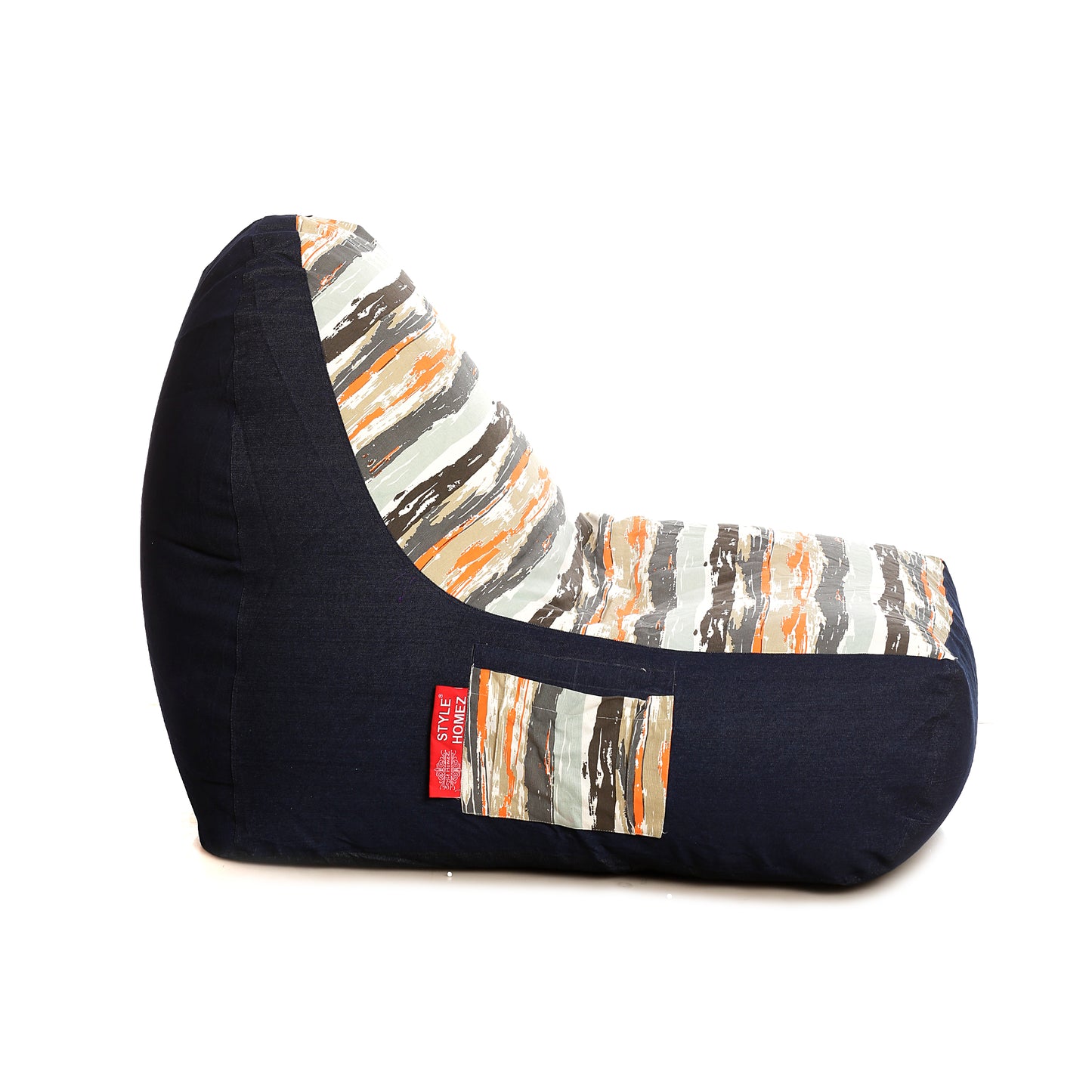 Style Homez Urban Design Denim Canvas Stripes Printed Bean Bag XXL Size Filled with Beans Fillers