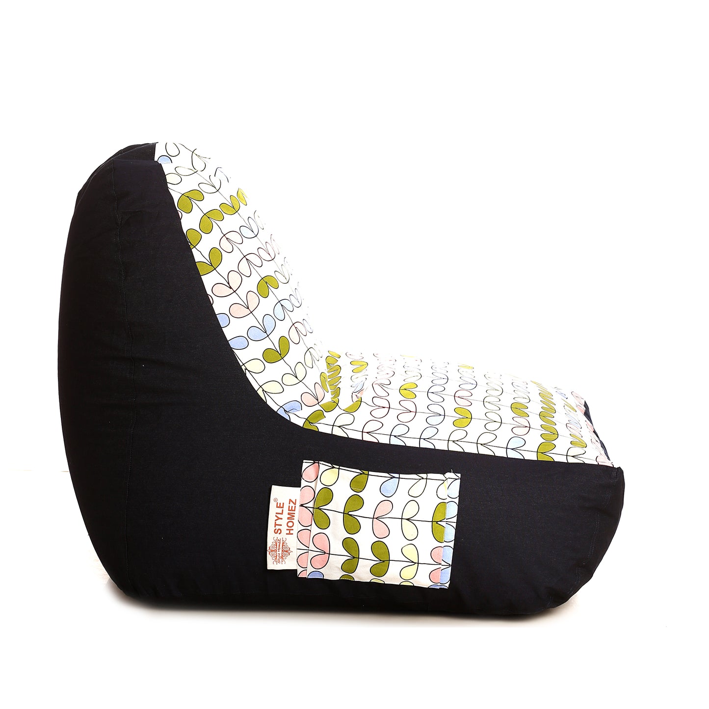 Style Homez Urban Design Denim Canvas Abstract Printed Bean Bag XXL Size Filled with Beans Fillers