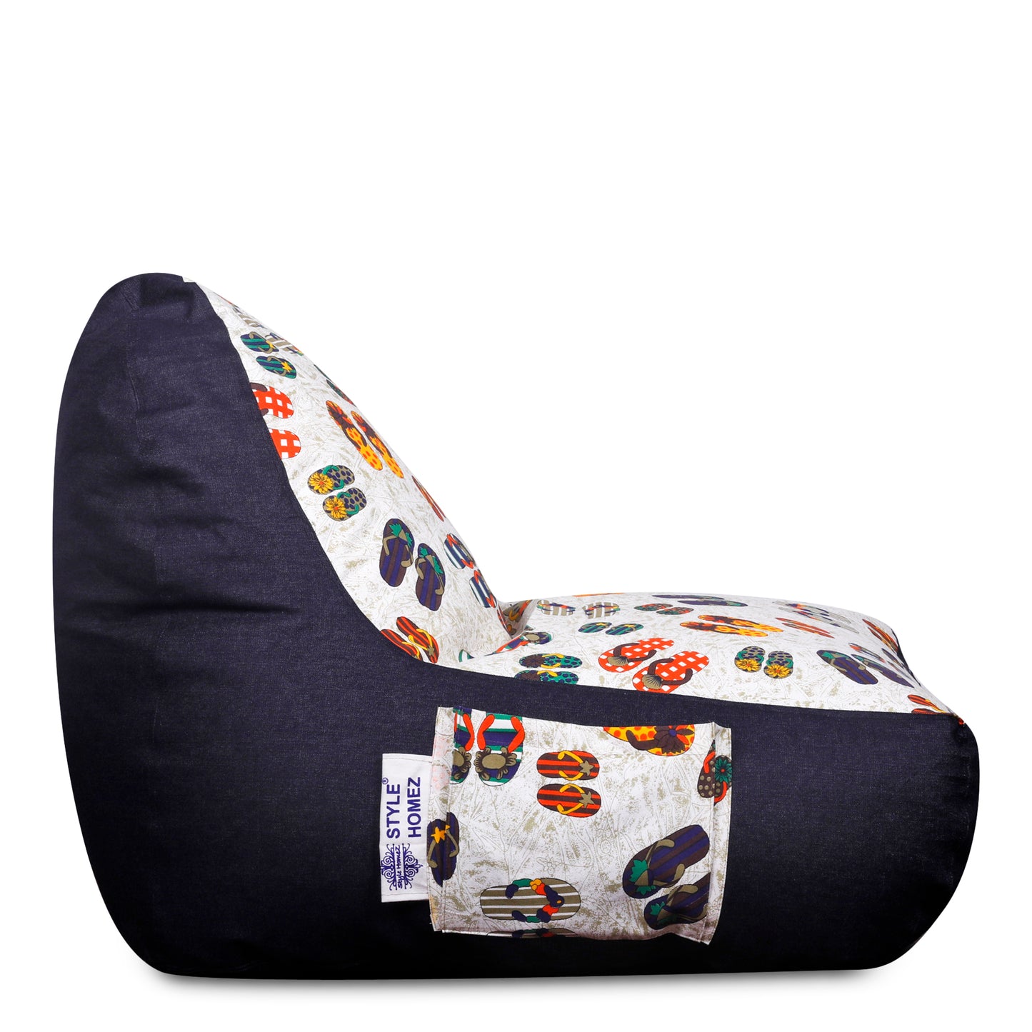 Style Homez Urban Design Denim Canvas Abstract Printed Bean Bag XXL Size Filled with Beans Fillersr