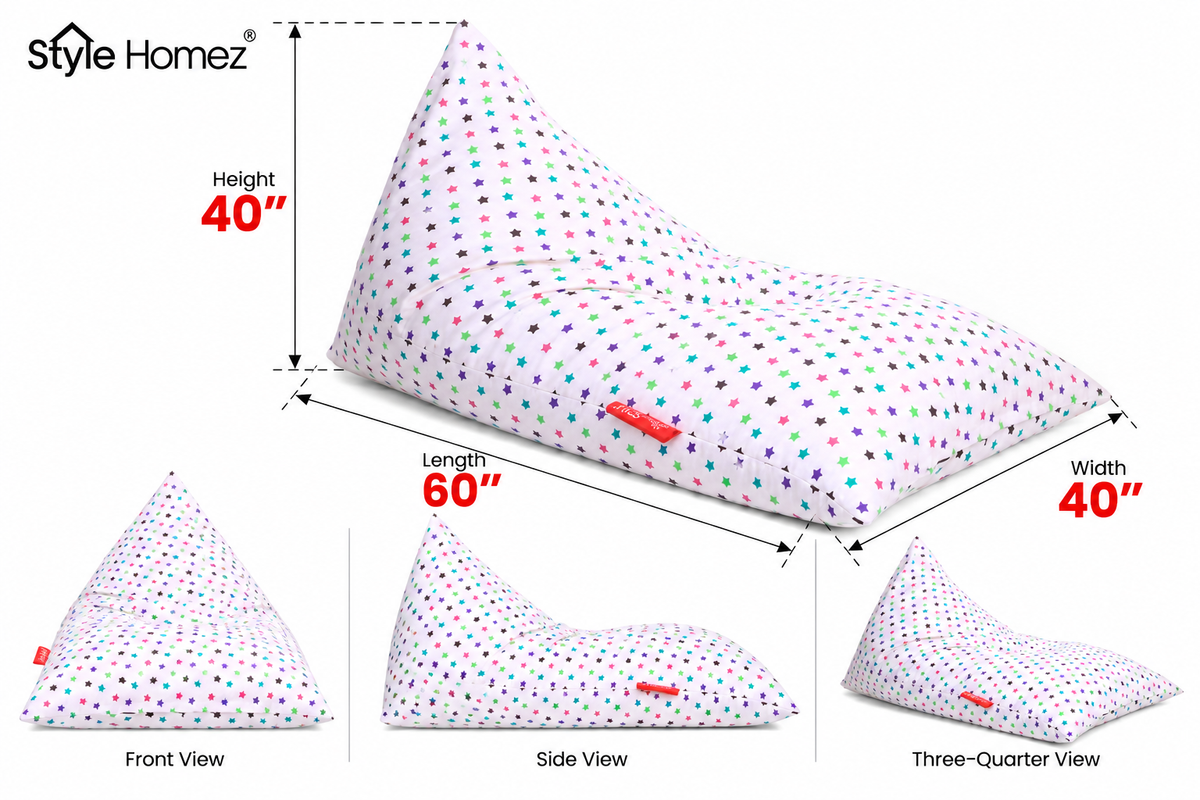 Style Homez PYRAMID LOUNGE, Cotton Canvas Star Printed Bean Bag XXL Size Cover Only