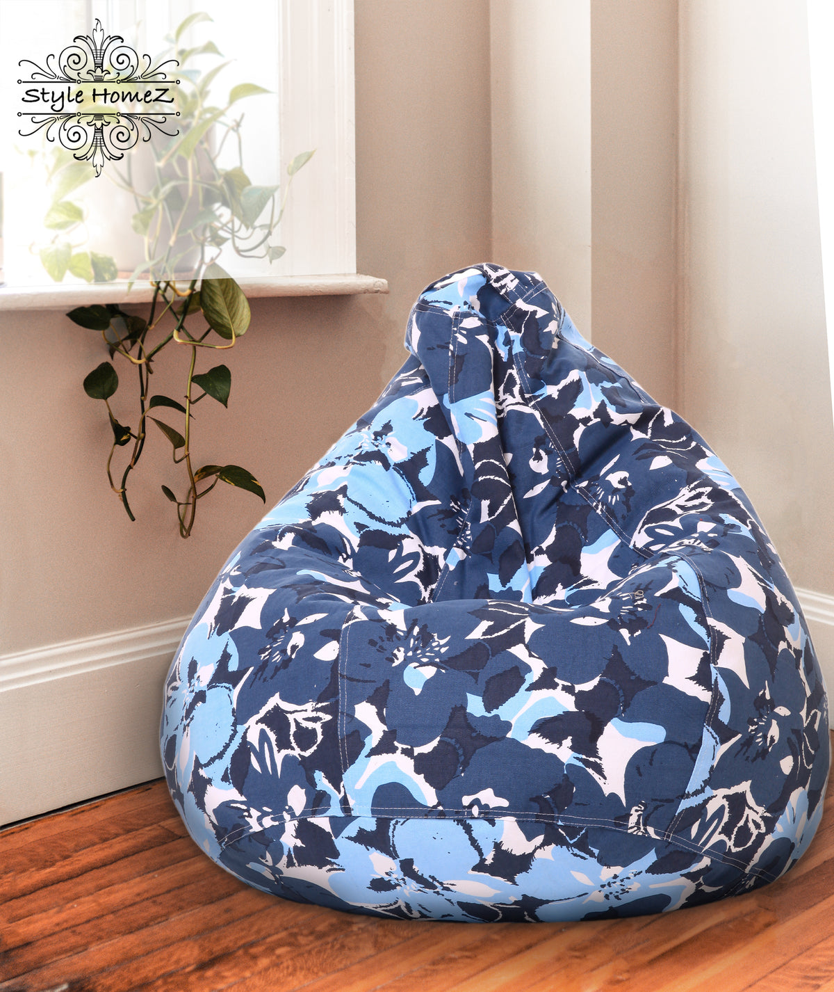 Style Homez CLASSIC BEAN BAG, Cotton Canvas Floral Printed, XL Size Cover Only