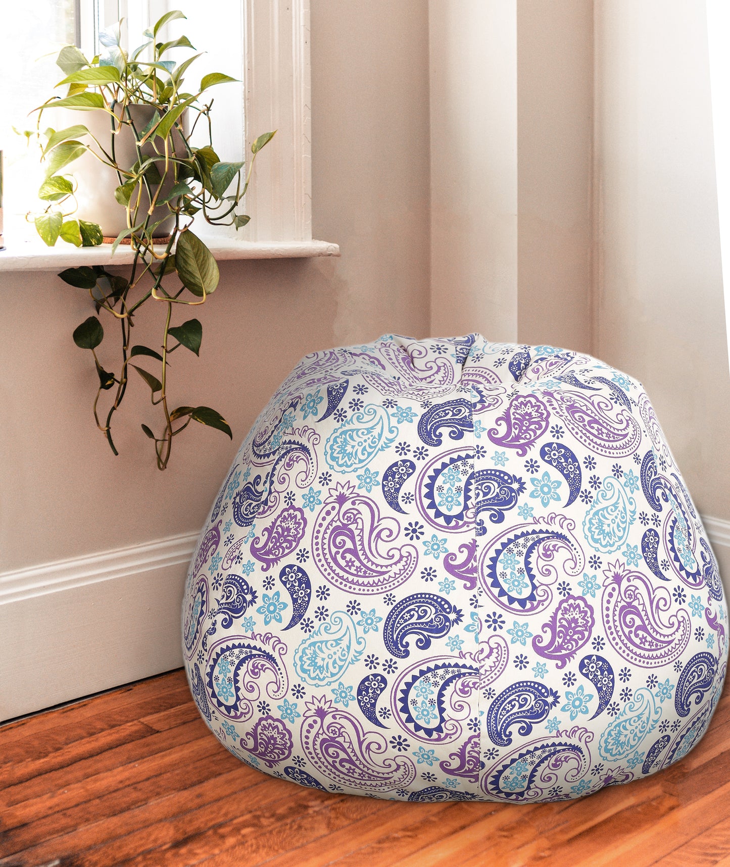 Style Homez Classic Premium Cotton Canvas Paisley Printed Bean BagXL Size Filled with Beans Fillers