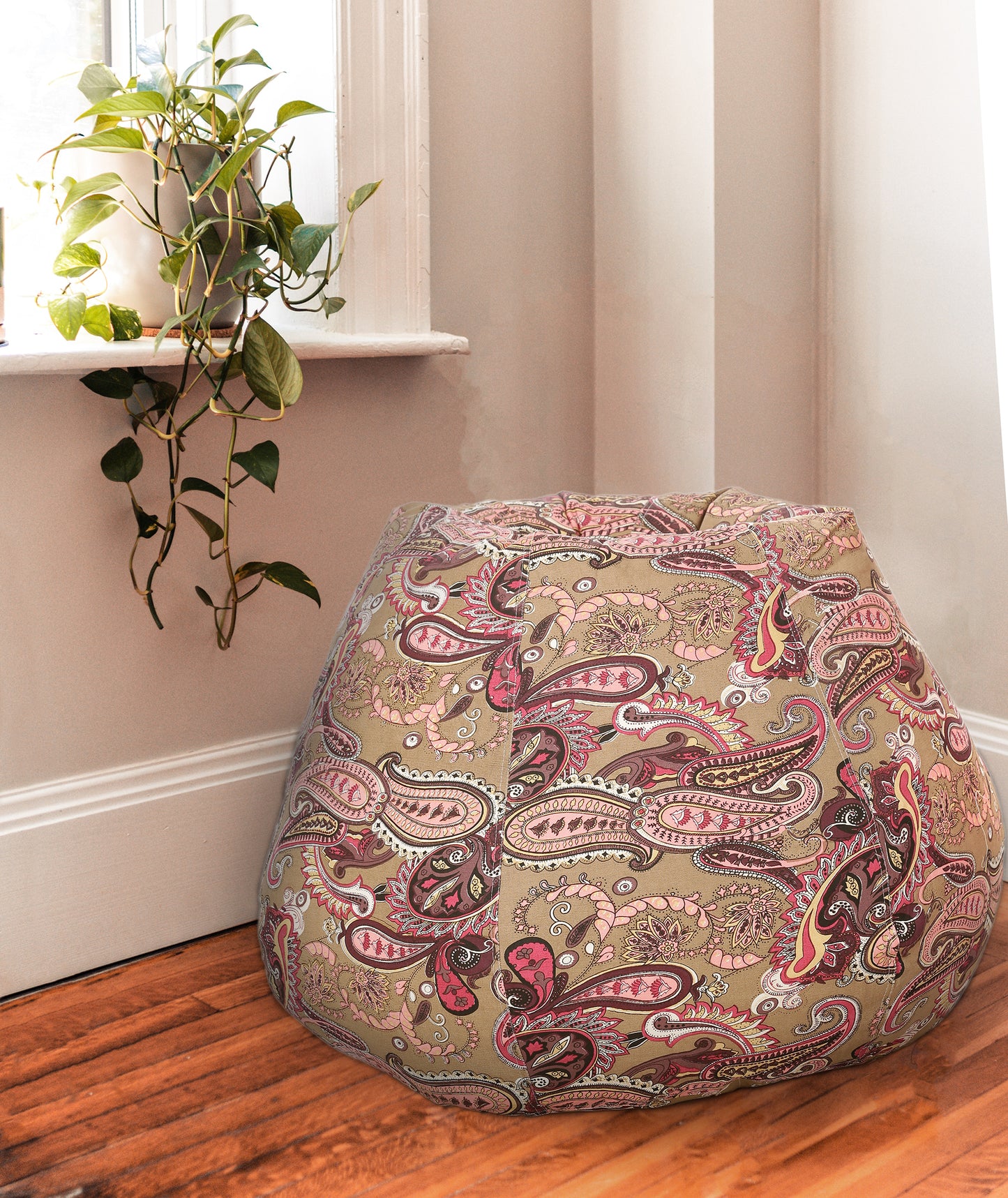 Style Homez Classic Premium Cotton Canvas Paisley Printed Bean Bag XL Size Filled with Beans Fillers
