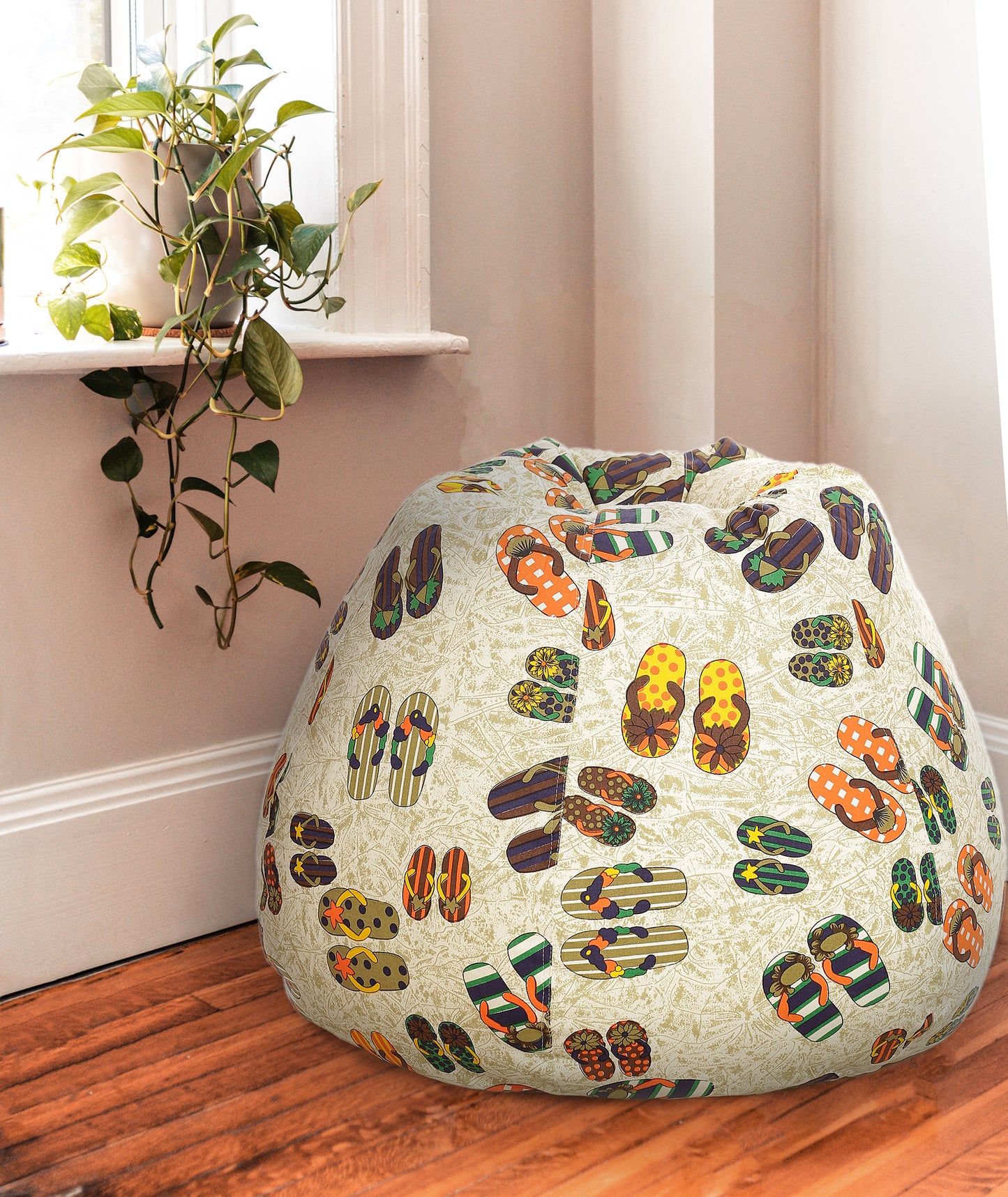 Style Homez Classic Premium Cotton Canvas Abstract Printed Bean Bag XL Size Filled with Beans Fillersr