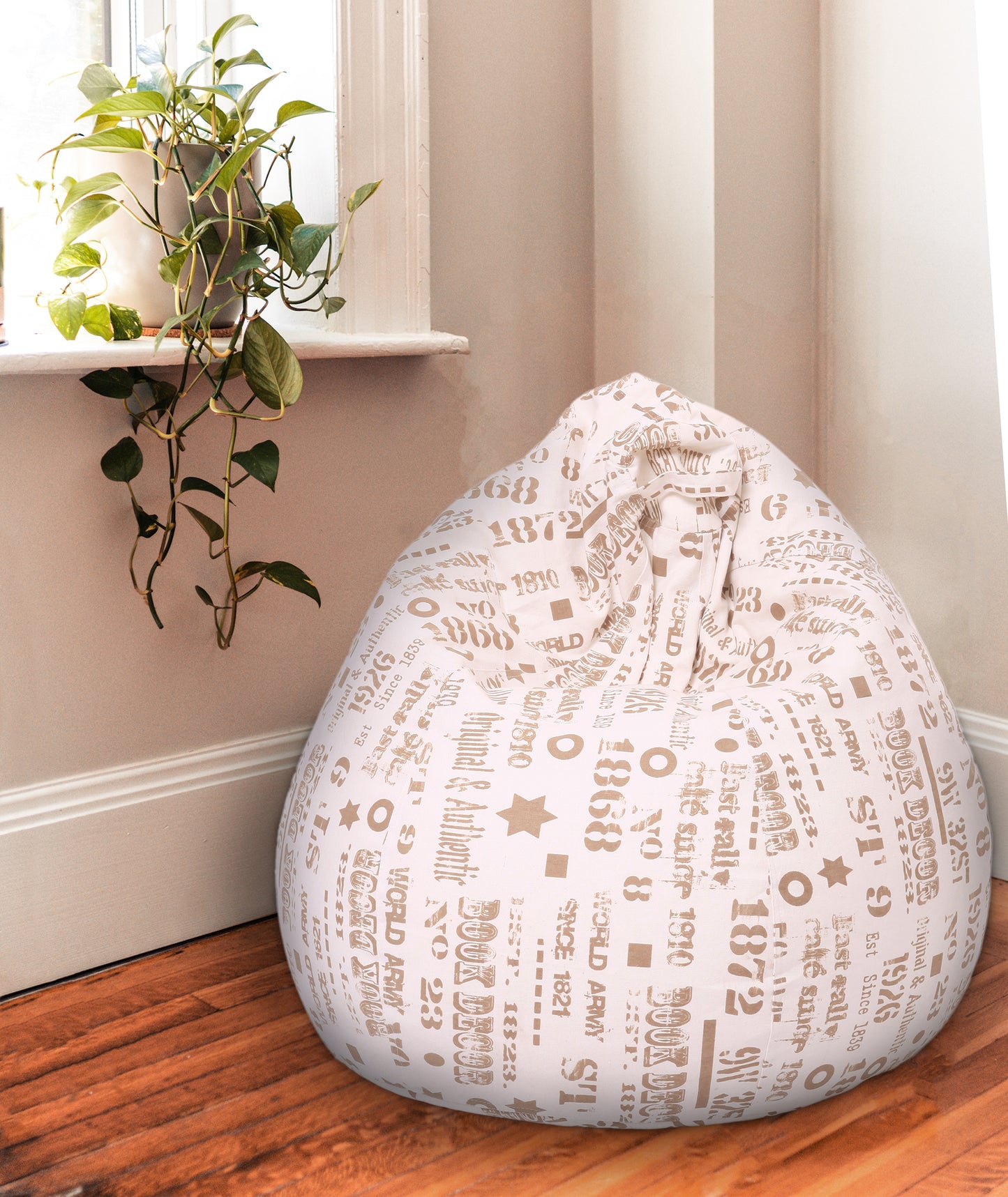 Style Homez Classic Premium Cotton Canvas Abstract Printed Bean Bag XL Size Filled with Beans Fillers