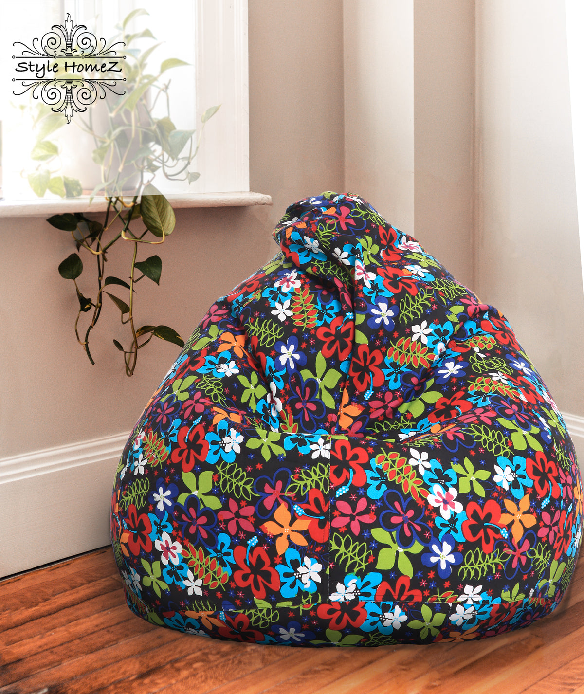Style Homez CLASSIC BEAN BAG, Cotton Canvas Floral Printed, XL Size Cover Only