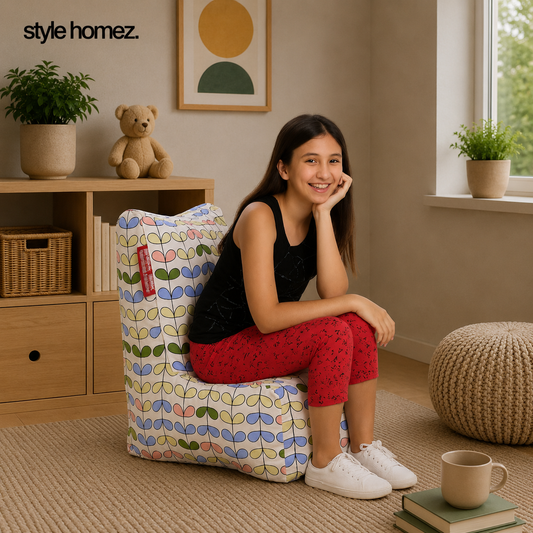 Style Homez CANVAS CLASSIC CHAIR, Cotton Canvas Abstract Printed Bean Bag XL Size With Beans Fillers