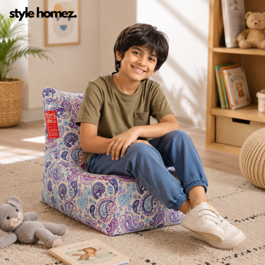 Style Homez CANVAS CLASSIC CHAIR, Cotton Canvas Paisley Printed Bean Bag XL Size With Beans Fillers