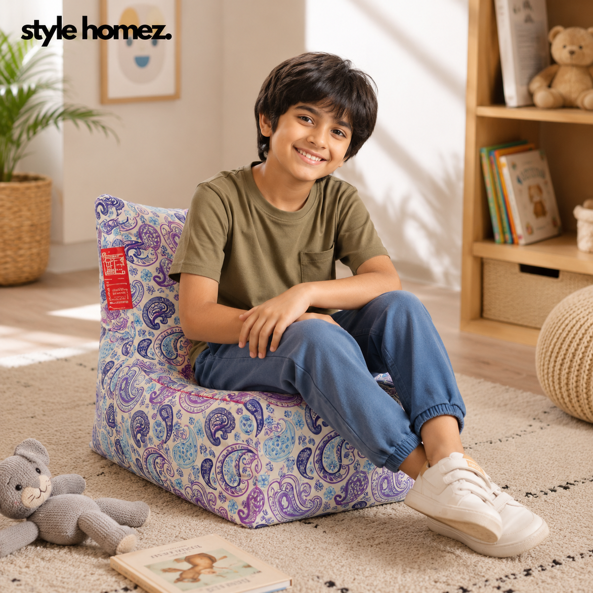 Style Homez COTTON CANVAS CLASSIC CHAIR, Paisley Printed Bean Bag XL Size, Cover Only
