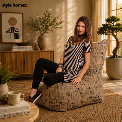 Style Homez Classic Chair Cotton Canvas Abstract Printed Bean Bag XXL Size Filled with Beans Fillers