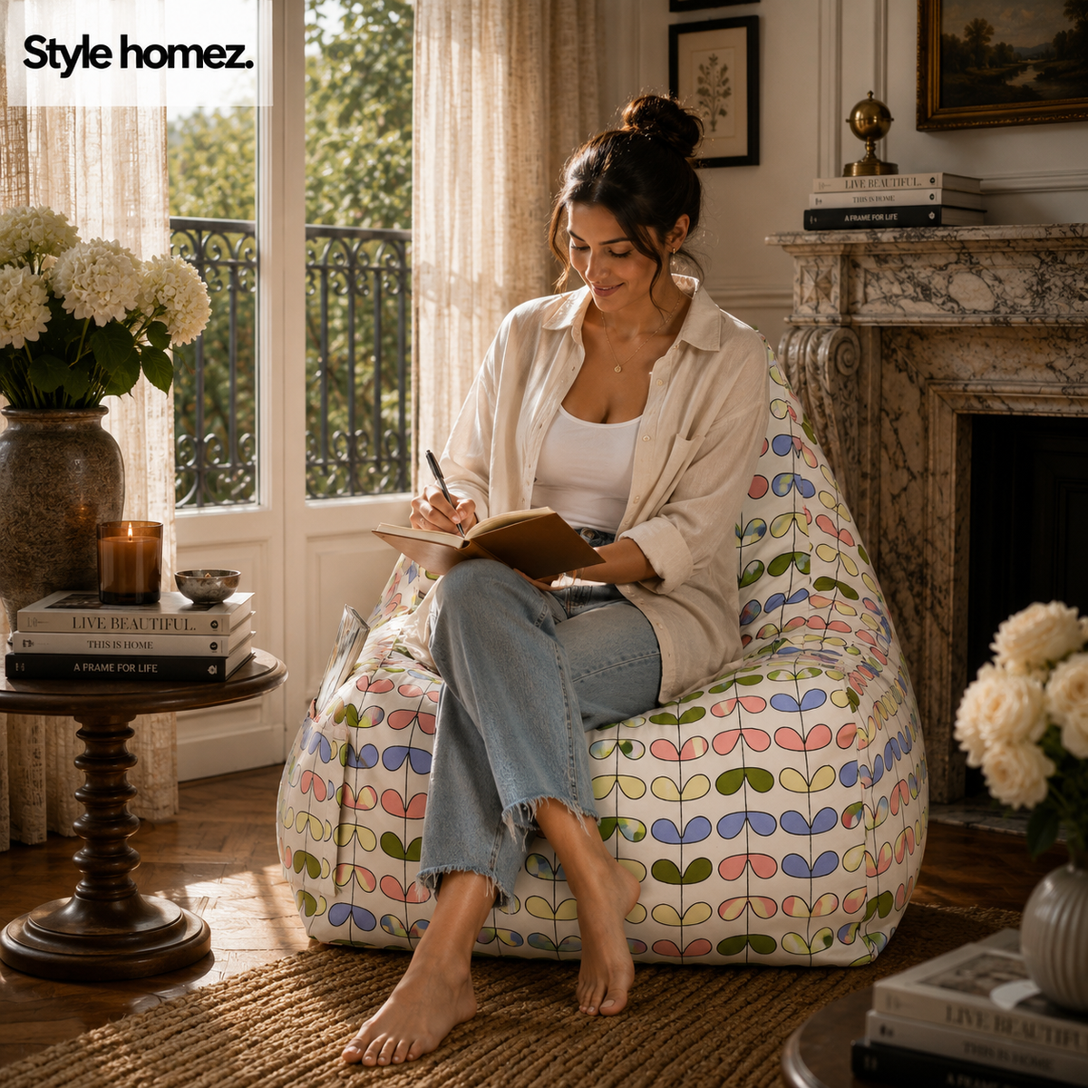 Style Homez HACKEY, Cotton Canvas Abstract Printed Bean Bag XXL Cover Only