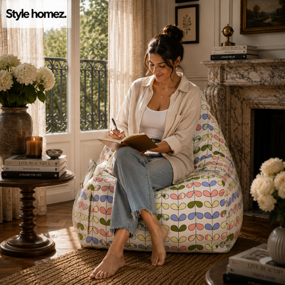Style Homez HACKEY, Cotton Canvas Abstract Printed Bean Bag XXL Cover Only