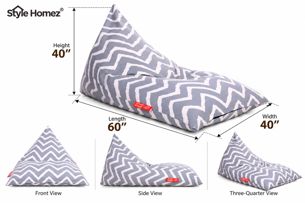 Style Homez PYRAMID LOUNGE, Cotton Canvas Stripes Printed Bean Bag XXL Size Cover Only