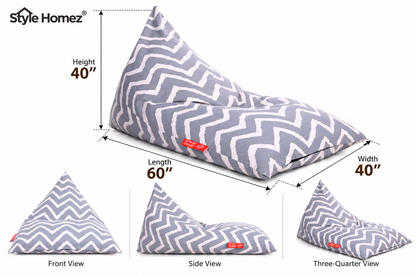 Style Homez PYRAMID LOUNGE, Cotton Canvas Stripes Printed Bean Bag XXL Size Cover Only
