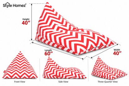 Style Homez PYRAMID LOUNGE, Cotton Canvas Stripes Printed Bean Bag XXL Size Cover Only