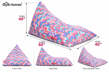 Style Homez PYRAMID LOUNGE, Cotton Canvas Geometric Printed Bean Bag XXL Size Cover Only