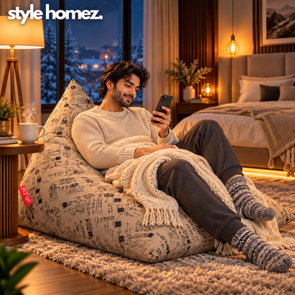 Style Homez PYRAMID LOUNGE, Cotton Canvas Abstract Printed Bean Bag XXL Size Cover Only