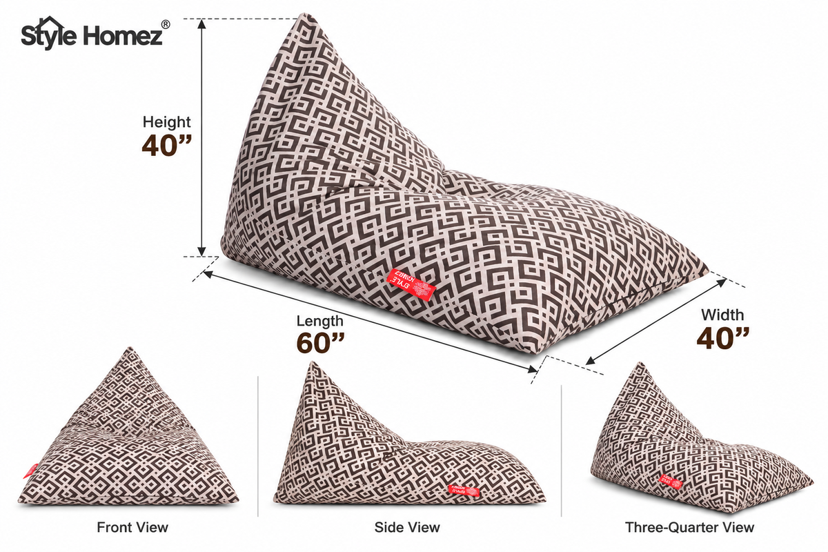 Style Homez PYRAMID LOUNGE, Cotton Canvas Geometric Printed Bean Bag XXL Size Cover Only
