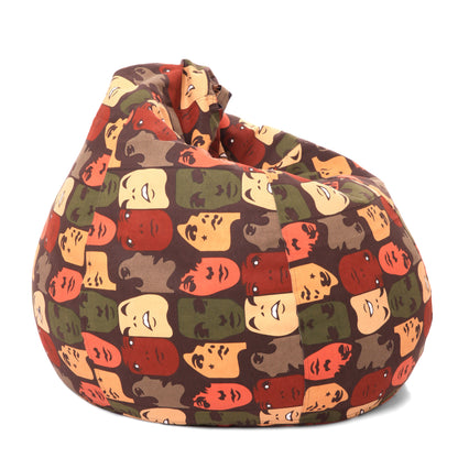 Style Homez Classic Premium Cotton Canvas Abstract Printed Bean Bag XL Size Filled with Beans Fillers