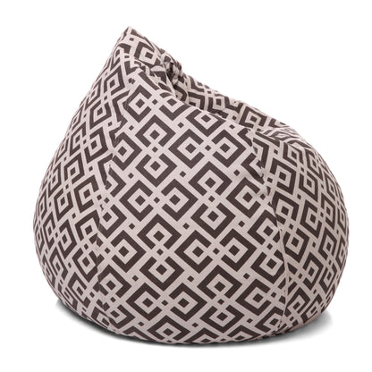 Style Homez Classic Premium Cotton Canvas Geometric Printed Bean Bag XL Size Filled with Beans Fillers