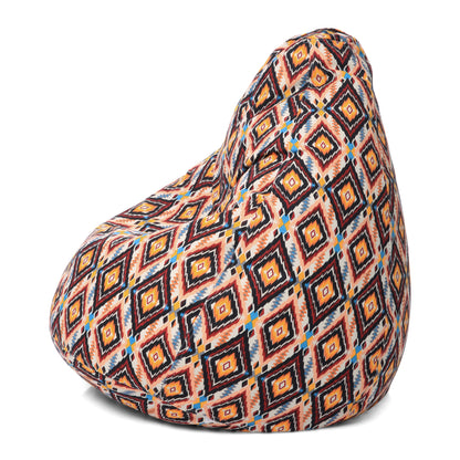 Style Homez Classic Premium Cotton Canvas Geometric Printed Bean Bag XL Size Filled with Beans Fillers