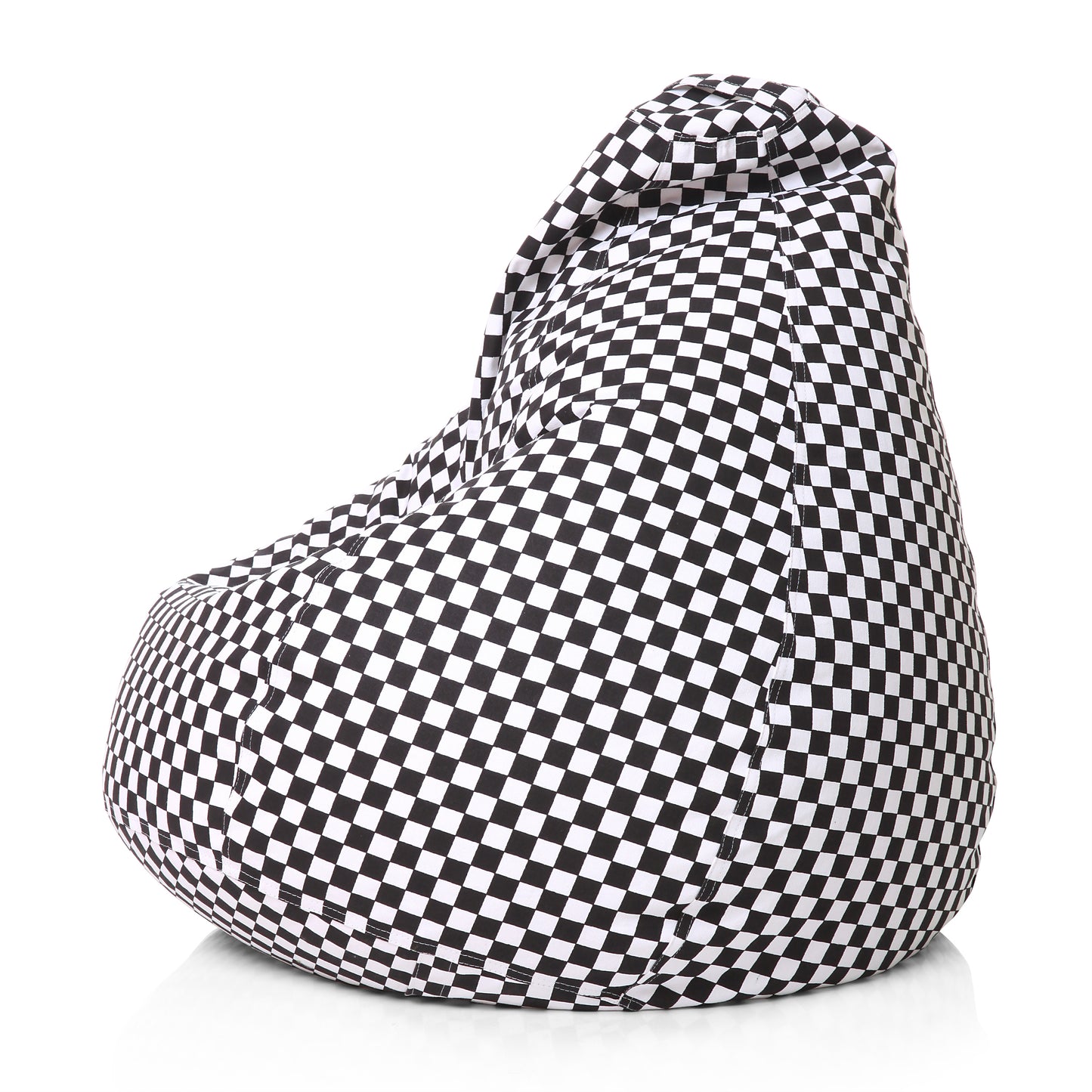 Style Homez Classic Premium Cotton Canvas Checkered Printed Bean Bag XL Size Filled with Beans Fillers