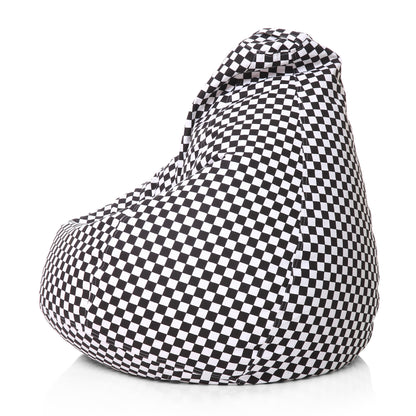 Style Homez Classic Premium Cotton Canvas Checkered Printed Bean Bag XL Size Filled with Beans Fillers