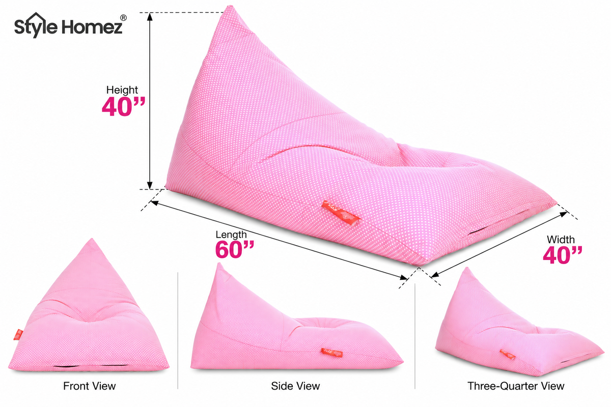 Style Homez PYRAMID LOUNGE, Cotton Canvas Polka Dots Printed Bean Bag XXL Size Cover Only