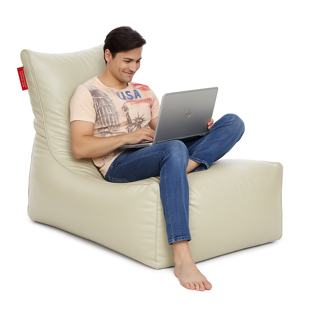 Style Homez ALEXA Luxury Lounge XXXL Bean Bag BEIGE Color, Filled with Beans Fillers